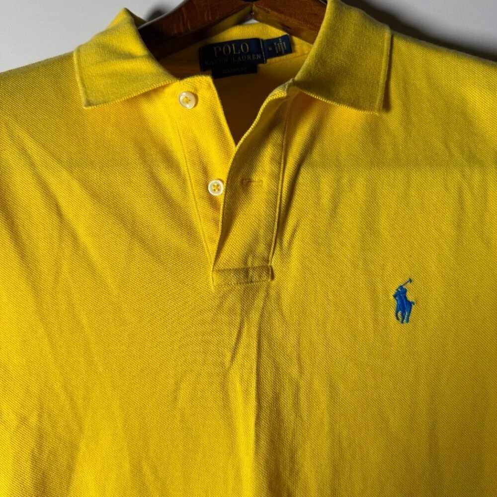 Polo Ralph Lauren Yellow Short Sleeve Polo Classic Fit Size Medium